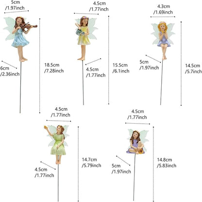 Fairy Garden Decor Fairies, 5PCS Fairy Angel Glow in The Dark Yard Sculpture Lawn Ornament Mini Garden Art Outdoor Decor Accessories (5 Fairies)