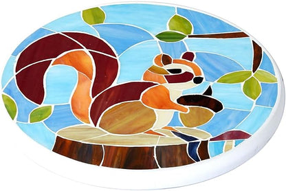 Bieye MSS006 Tiffany Style Stained Glass Mosaic Decorative Stepping Stone for Garden Decor (Squirrel, 12" Round)