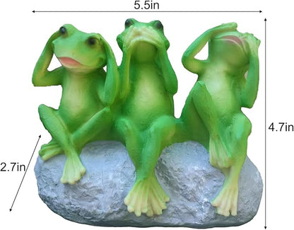 Tirifer 3 Cute Frog Statue Garden Decor, See Speak Hear No Evil Green Frog Figurine Outdoor Yard Decoration Garden Accessories for Patio, Balcony, Porch, Art Lawn Ornaments