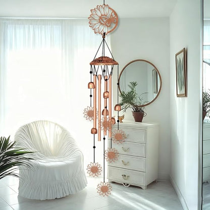 INFUNLY Sunflowers Wind Chimes for Outside Butterfly Metal Wind Chime Aluminum Windchime Tubes Memorial Wind-Bell Retro Music Windchimes with Bells for Yard Garden Decor Housewarming Birthday Gift