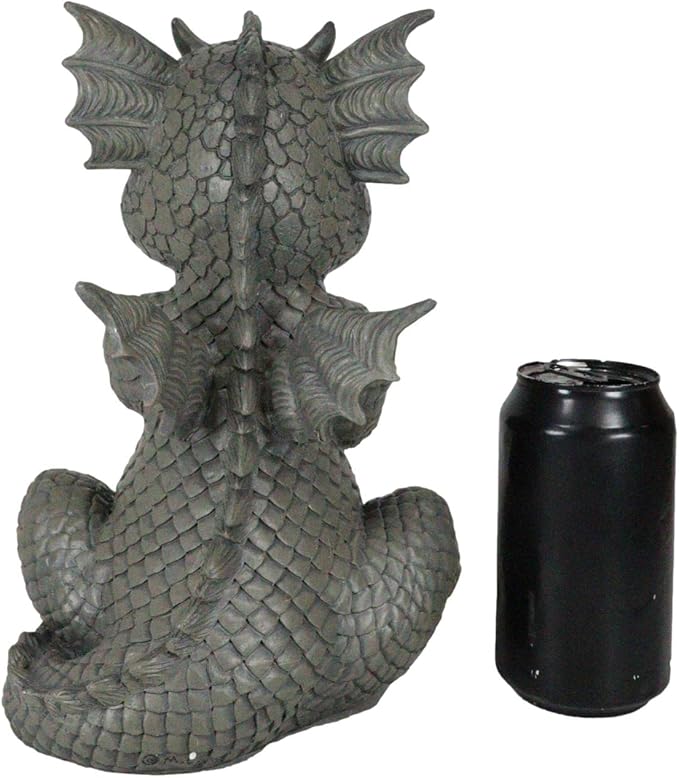 Ebros Gift Whimsical Garden Dragon Folding His Arms with Angry Face Figurine 10.25" H Cute Grumpy Baby Dragon Faux Stone Resin Finish Dungeons and Dragons Mythical Fantasy Sculpture
