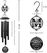 Best Housewarming Gifts 2025， Large Black Metal Wind Chime Outdoor Decor, Custom Family Name Welcome Sign, New Home Gift, Garden Patio Porch Decoration