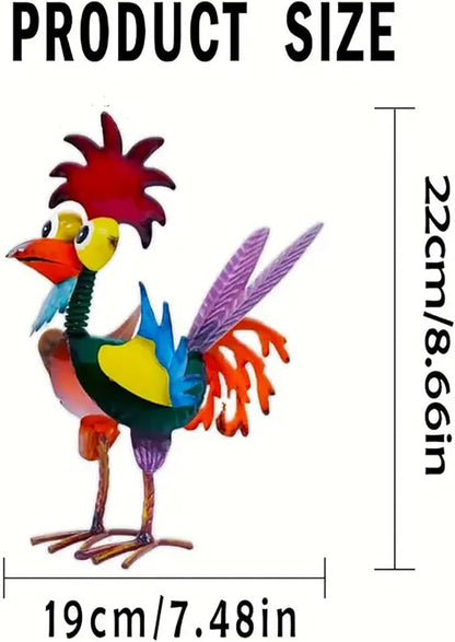 Garden Rooster Statues, Outdoor Animal Sculpture,Small Garden Rooster Decoration, Metal Rooster Statues, Lawn Ornaments,Chicken Ornament for Backyard Patio Lawn Decoration, 19 x 8 x 22cm