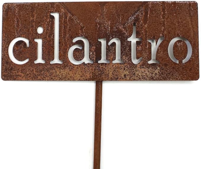 Classic Metal Garden Markers 19 Inches Tall (cilantro, Naturally Rusted)