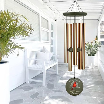 Personalized Cardinal Wind Chimes, 36inch Memorial Wind Chimes, Heaven Wings Custom Sympathy Gifts, in Loving Memory of Dad/Mom, Wind Chime for Loss of Loved Ones (Produced in USA)