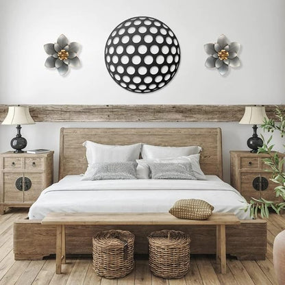 Metal Flower Wall Art Decor, 10“ Rustic Modern Floral Sculpture, Distressed Iron Wall Hanging Home Decoration Accent Artworks for Indoor Kitchen Bedroom Living Room Office Outdoor Garden Patio