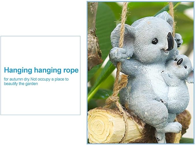 Hanging Koala, Animal Garden Statue, Funny Swing Koala Bear Sculpture, Decor for Indoor Outdoor Patio Yard Lawn House