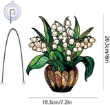 Lily of The Valley Acrylic Window Hanging,Colorful Flowerpot Hanging,Stained Acrylic Lily of Valley Sun Catcher for Home Office Wall Window Decor