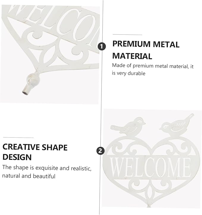 Outdoor Welcome Garden Sign Stake Decorative Metal Welcome Board for Yard Patio Lawn Plug-in Garden Decor 33.85X7.87In