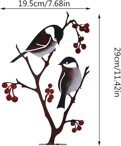 Wrought Iron Bird Decoration Metal Iron Art Animal Bird Hanging Ornaments Cute Bird Art Iron Sculpture Creative Outdoor Silhouettes Garden Crafts for Garden (Grey)