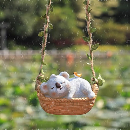 OULIGET Koala Statue Garden Outdoor,Swing Garden Hanging Koala Resin Home Decor,Charmingly Naive Animal Decoration Garden Decor for Patio Yard Lawn Fence Pathway Backyard