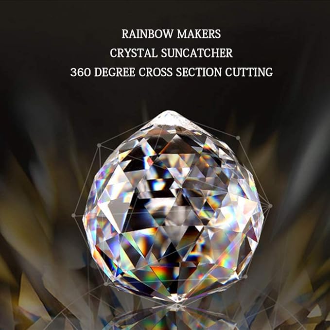 H&D HYALINE & DORA Glass Crystal Prism Ball Pendant Suncatcher Rainbow Maker Hanging Crystal Ball Prism Pendants for Windows,2"/50mm, Pack of 2
