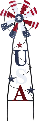 TERESA'S COLLECTIONS 4th of July Decorations for Outdoor Decor, Patriotic Memorial Day Decorations Wind Spinner Garden Yard Sign, USA Americana Windmill Decorative Stake Independence Day Gifts 35.4''