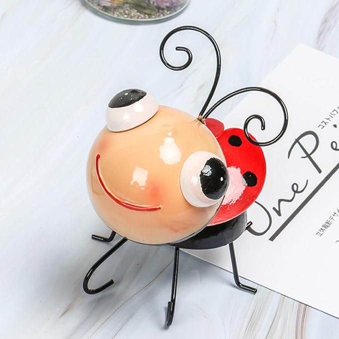 1 Pcs Metal Ladybug Statue Outdoor Insect Statue Cute Ladybug Garden Outdoor Statue Decor for Home Patio Garden Ornament Park Lawn Decoration