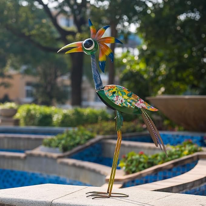Metal Bird Sculpture,35" Bird Decor Yard Statue Decorations Outdoor,Funny Sculpture for Patio, Lawn, Backyard,Housewarming Gift for Mom, Friends