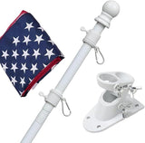 Flag Poles for Outside House with American Flag 3x5 - Flag Pole Kit includes 6ft Tangle Free House Flag Pole,Embroidered US Flag,Holder Bracket,Residential Flag Pole for House,Porch,Outdoor-White