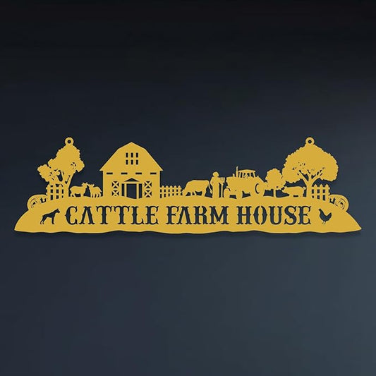 Personalized Metal Farm Sign, Customized Family Name Ranch Sign, Large Last Name Sign for Farmhouse Decoration, Outdoor Farm Wall Art, Welcome Sign, Entrance Gate Sign, Farm Lovers Gift, Garden Decor