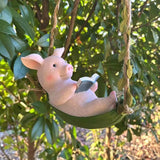OULIGET Pig Statue Garden Outdoor,Swing Garden Hanging Pig Resin Home Decor,Charmingly Naive Pig Decoration Garden Decor for Patio Yard Lawn Fence Pathway Backyard