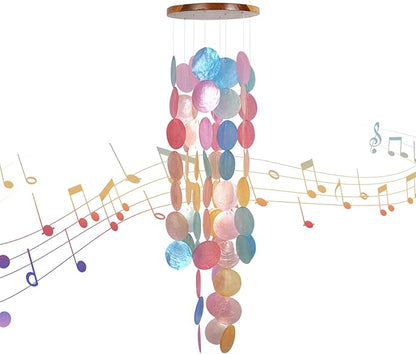 ASTARIN Capiz Shell Wind Chime for Outside 28” Handcrafted Windchime Outdoor Beach Chimes Garden Decor Gift for Women