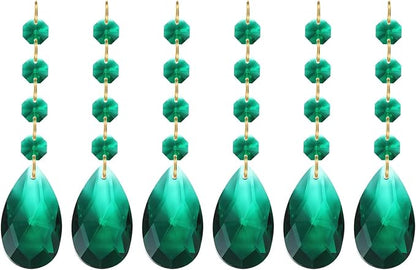 PATIKIL Teardrop Crystal Chandelier Pendants Beads, 6 Pack 120mm Length 38mm Chandelier Prisms Parts Ornaments Hanging Beads for DIY Arts Crafts Decoration, Dark Green