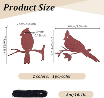 ORIGACH 2 Pcs Red Cardinal Metal Replacement Wind Catcher, Wind Chime Parts Replacement with 16.4FT Nylon Cord, Metal Wind Chime Replacement Sail for Memorial Sympathy Wind Chimes