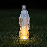 Solar Garden Decor Virgin Mary Figure with Lights,Blessed Mother Outdoor Statue for Home/Garden Decor, Gift for Women/Monther(11.22" H)