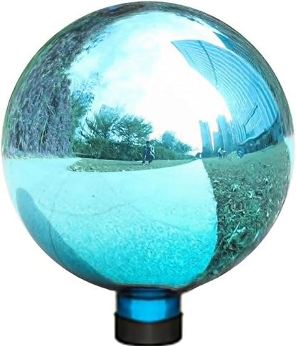 VCUTEKA Gazing Ball, Glass Mirror Polished Hollow Ball Reflective Garden Sphere, Gazing Globe for Home Garden Lawn Outdoor Ornament Yard Decorative 10-Inch, Blue