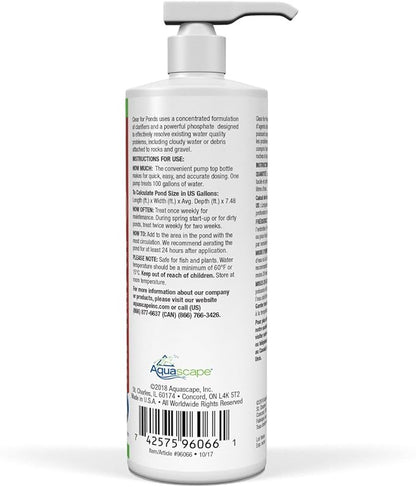 Aquascape Clear Water Treatment for Koi and Fish Ponds, Blend of Clarifiers to Clear Cloudy or Discolored Water and Reduce Debris | 4 (16-Ounces)