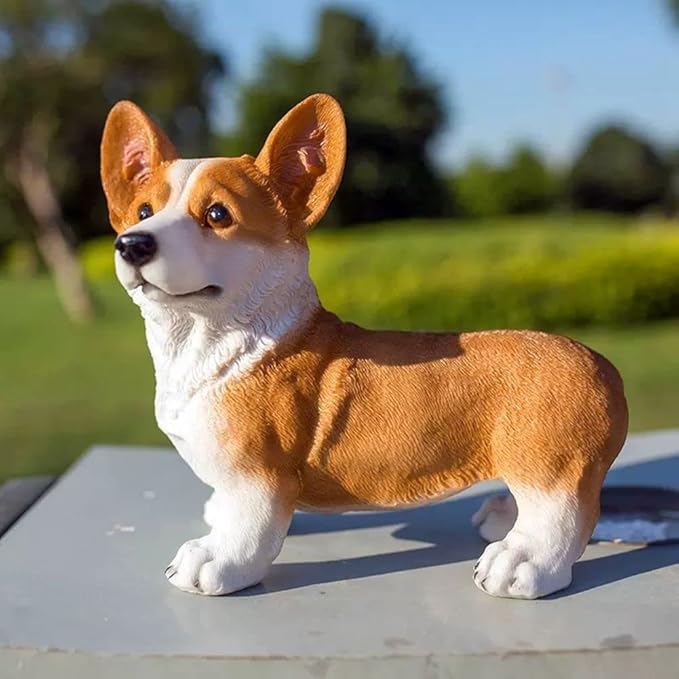 Garden Corgi Statue Dog Figurines Indoor/Outdoor Garden Landscaping Sculpture for Patio, Yard or Lawn Flower Pots Balcony Ornaments