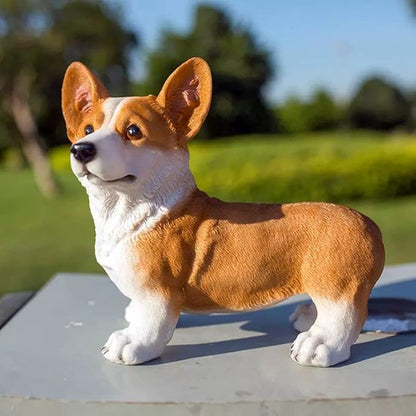 Garden Corgi Statue Dog Figurines Indoor/Outdoor Garden Landscaping Sculpture for Patio, Yard or Lawn Flower Pots Balcony Ornaments
