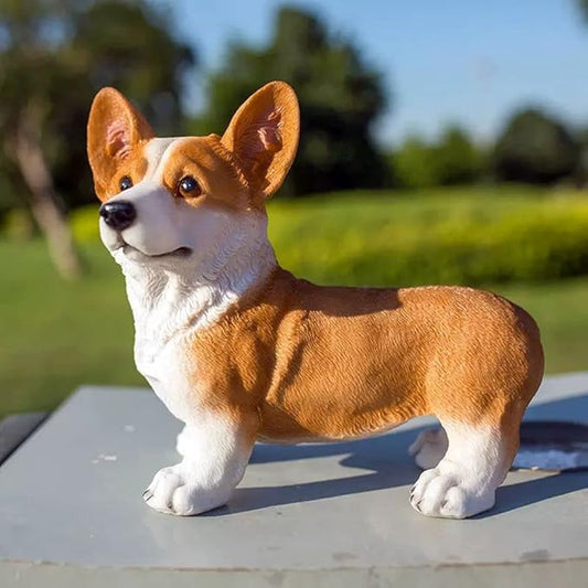 Garden Corgi Statue Dog Figurines Indoor/Outdoor Garden Landscaping Sculpture for Patio, Yard or Lawn Flower Pots Balcony Ornaments