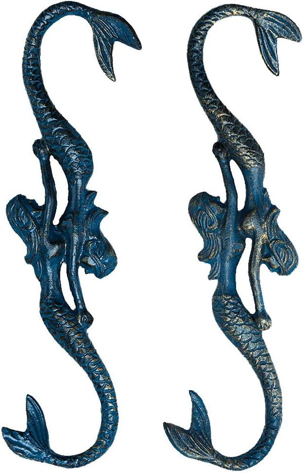 Sungmor Cast Iron Plant Hangers, 2PC Mermaid & 11 Inch Length, Large S Hooks for Hanging Plants, Ceiling Extender Hooks for Hanging Flower Basket, Planter, Macrame Plant Holder, Lantern, Windchime