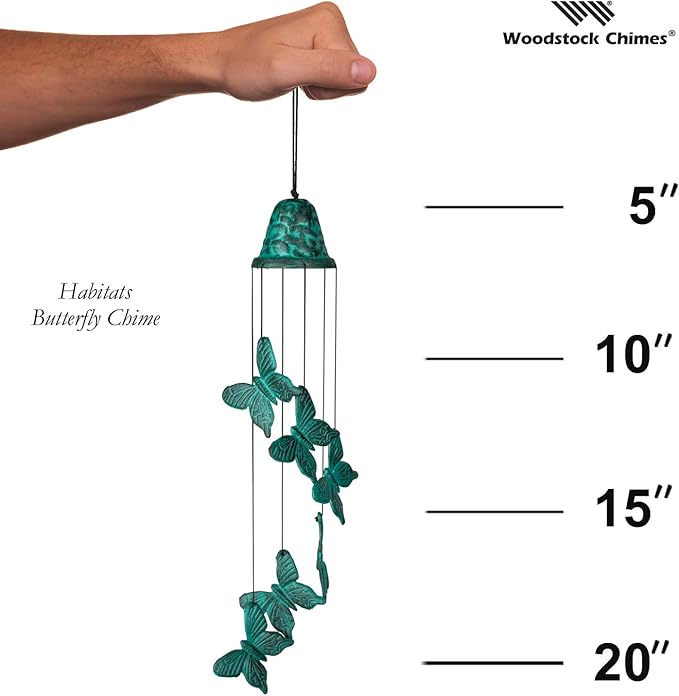 Woodstock Chimes Signature Collection, Woodstock Habitats, Butterfly Chime, 21'' Habitats and Nature Wind Chimes for Outdoor, Patio, Home or Garden Décor (CBC)