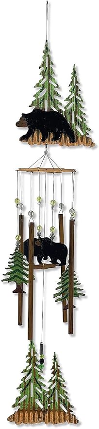 Sunset Vista Designs Wilderness Wonders Mountain Bear Wind Chime, 36-Inch Long
