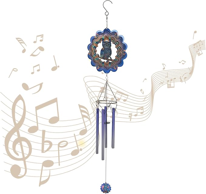 Mandala Wind Chimes Outdoor Cut Metal Kinetic Art Wind Spinner Stainless Steel Hanging Yard&Garden 3D Wind Sculpture Decorations Indoor Spinners