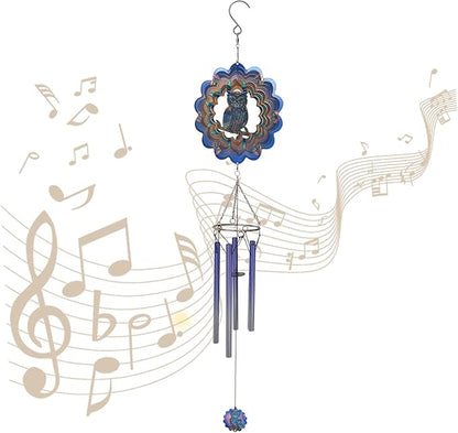 Mandala Wind Chimes Outdoor Cut Metal Kinetic Art Wind Spinner Stainless Steel Hanging Yard&Garden 3D Wind Sculpture Decorations Indoor Spinners