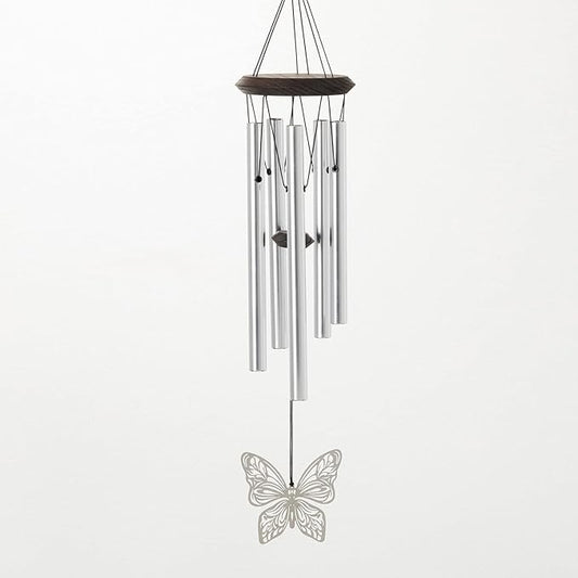 Woodstock Chimes Signature Collection, Woodstock Habitats Chime, 21'', Silver Wind Chimes for Outdoor, Patio, Home or Garden Decor (HCMB)