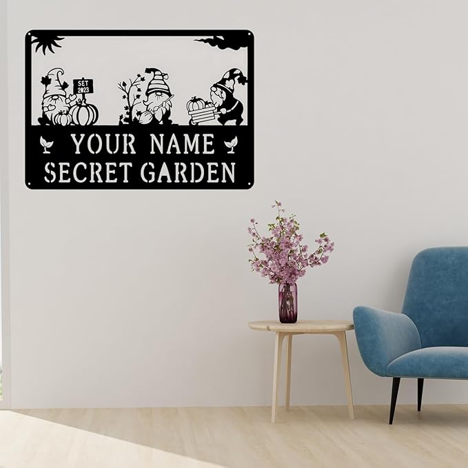 Decorative Signage, Customize Metal Garden Signs Outdoor Decor, Personalized Family Name Sign for Mom Grandma, Rustic Wall Art