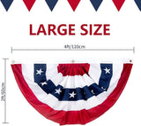 2 x 4 Ft American Bunting Flags Outdoor, US Flag Bunting for Outside, Patriotic Half Fan Bunting Flag with Brass Grommets for 4th of July Indoor Outdoor (Set of 4)