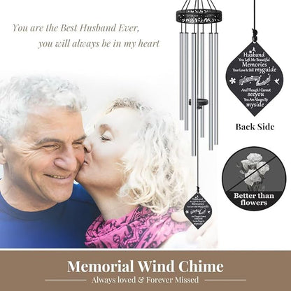 Synhonty Memorial Wind Chimes for Loss of Husband, 32" Sympathy Gift, Remembrance/Grief/Bereavement Gifts in Memory of Husband