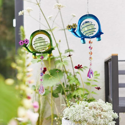 Garden Suncatcher,2 Pack Turtle Suncatchers with Crystal,Metal Sun Catchers Indoor Window Ornament for Outdoor Indoor Home Garden Decoration