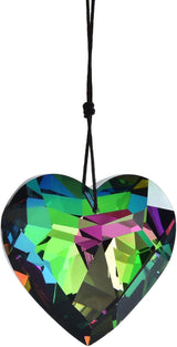 Colorful Heart Crystals Suncatcher Hanging Sun Catcher with Chain Pendant Ornament for Window Home Garden Christmas Day Party Wedding Decoration (Green)
