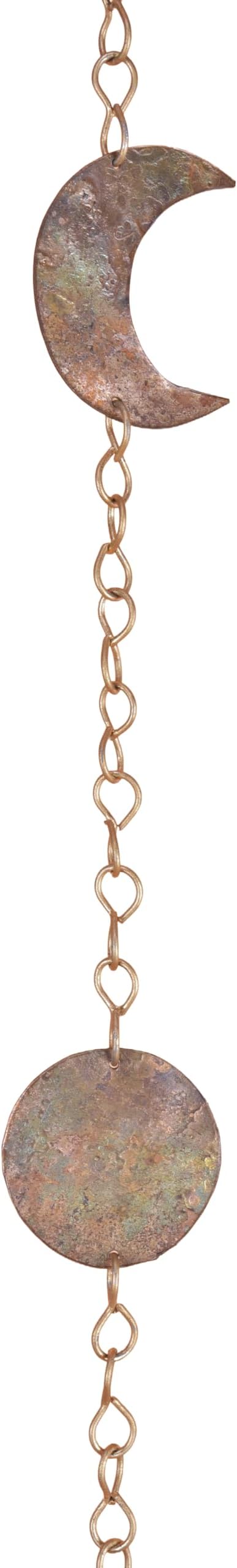Moon Phase Hanging with Rustic Bell – 30 Inch Hammered Metal Wind Chime for Bedroom, Dorm, or Living Room – Boho Gold Celestial Decor for Cottagecore, Astrology Lovers, and Lunar-Inspired Spaces