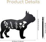 Dog Garden Stake - Unique Gift for Dog Lovers, Black Metal Outdoor Decor, Durable Yard Art Statue (French Bulldog)