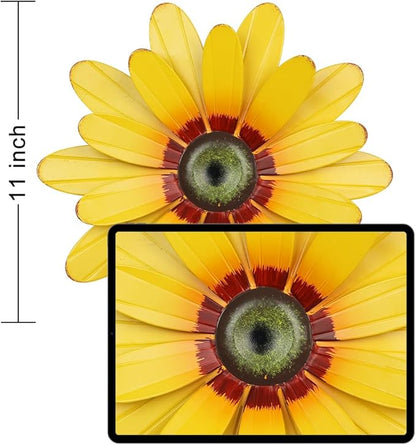 YEAHOME Sunflower Garden Decor, 11'' Metal Flower Wall Decor, Yard Hanging Wall Art Decorations for Kitchen, Bathroom, Living Room, Spring Boho Art for Indoor Outdoor