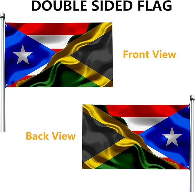 Puerto Rican Puerto Rico And Jamaica Jamaican Flag 3x5 Ft Double-Sided Printed Indoor/Outdoor Flag Polyester Fabric Decorative Banner With 2 Brass Grommets 3x5 Foot National Flags For Outside