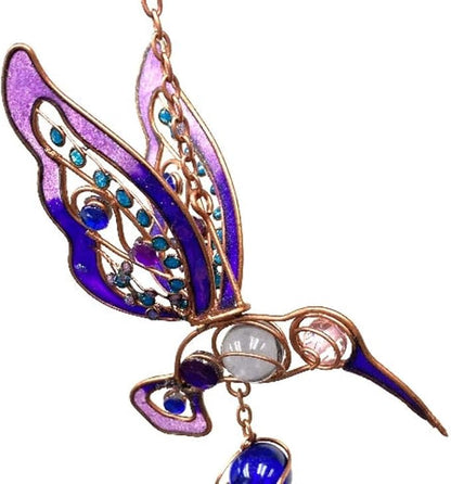 StealStreet SS-G-99283 Wind Chime Copper & Gem Hummingbird Garden Decoration Hanging Decor