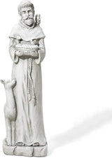 Glitzhome St. Francis Feeds Animals Statue Outdoor Garden Memorail Sculpture, 36.25in Tall, Cement Gray