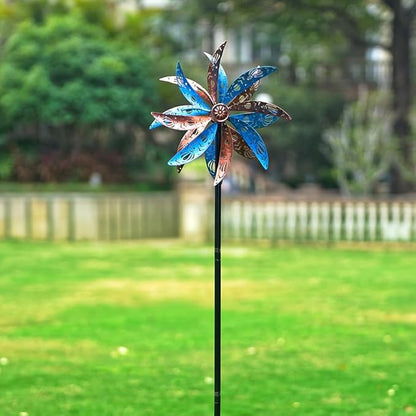 DREAMYSOUL Outdoor Metal Wind Spinner, 13 Inches Dia Hollow Pattern Wind Mills, Kinetic Wind Spinners for Yard Garden Outside Patio Lawn Decor