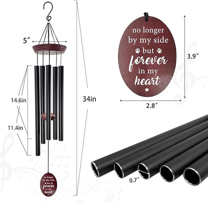 Pet Memorial Wind Chime, Dog Memorial Wind Chimes for Loss of Dog, Tuned Aluminum Tubes in G Scale, Wooden Top, Sympathy Pet Loss Gifts for Garden Patio – Forever in My Heart